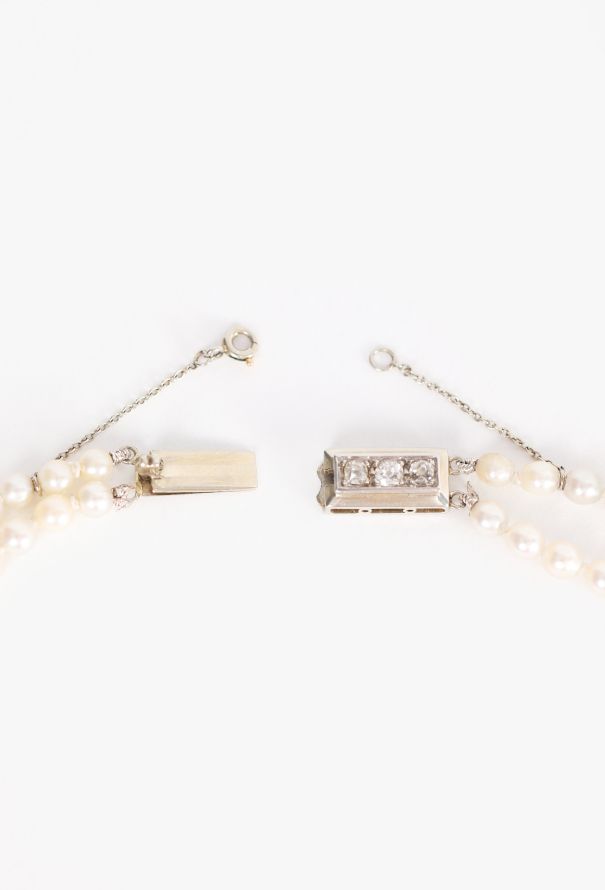 Vintage Fine Jewelry 18k White Gold & Diamond Akoya Pearl Necklace - 5