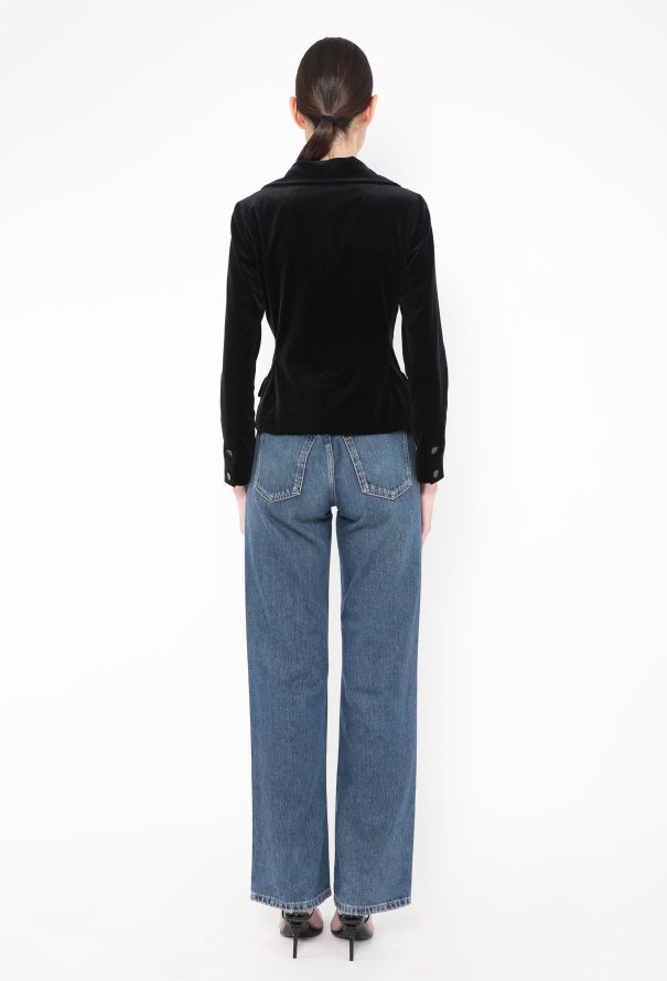 Chanel F/W 2005 Notched Velvet 'CC' Blazer - 5