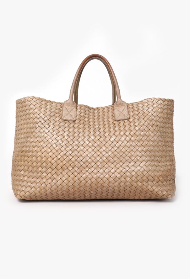 Metallic Gold Intrecciato Tote Bag Authentic Vintage ReSee