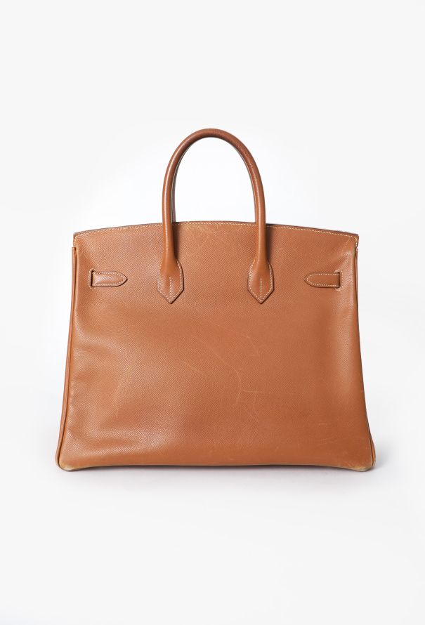Hermès Beautifully Patinated Vintage Gold Courchevel Birkin 35 - 5