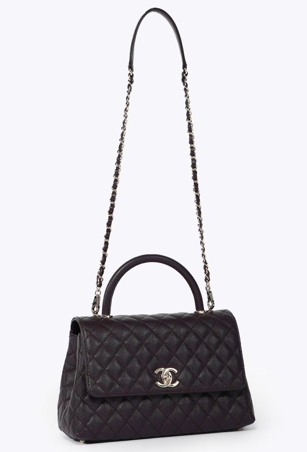 Chanel Classic Medium Dark Prune Coco Handle Flap Bag - 2