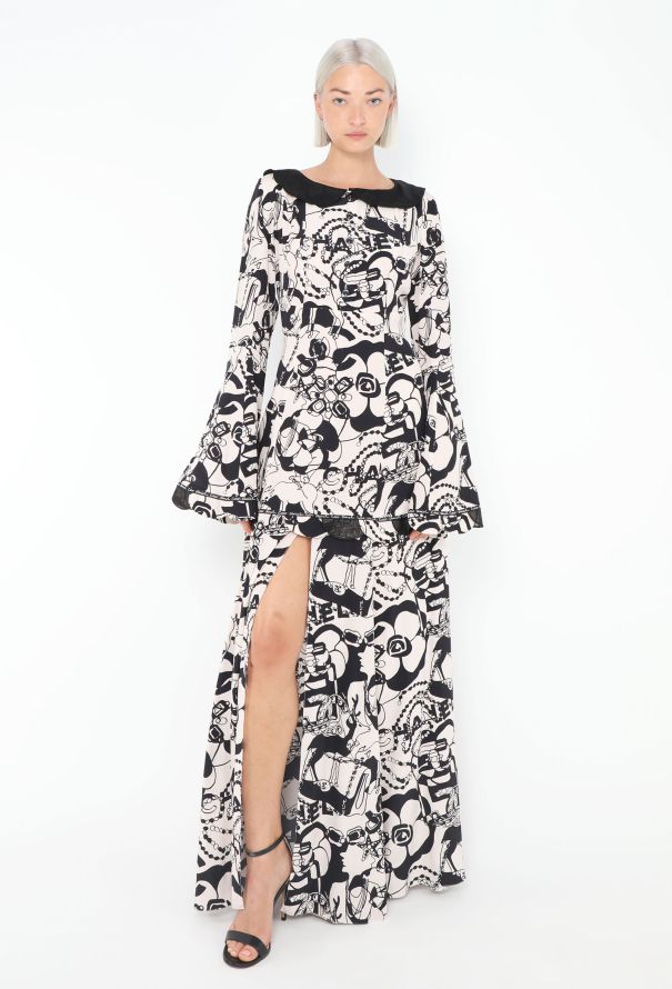 Chanel Resort 2022 Graphic Camélia Silk Gown - 1