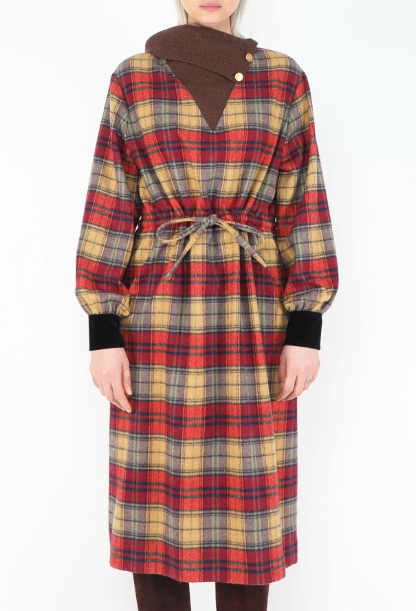 Gucci Tartan Ribbed Trim Dress - 2