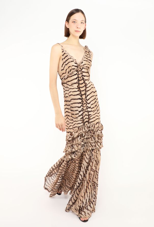 Roberto Cavalli 2004 Tiger Printed Crêpe Gown - 3