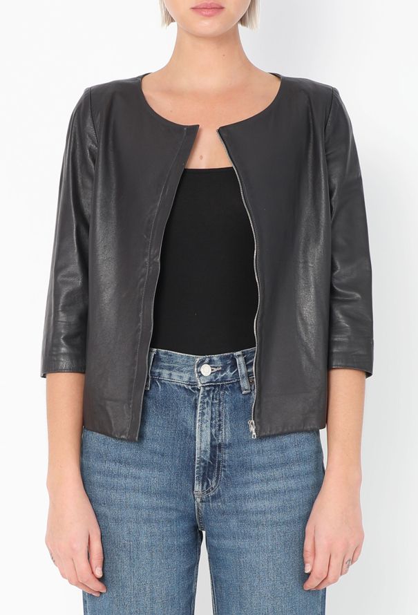 The Row Cropped Lambskin Jacket - 1
