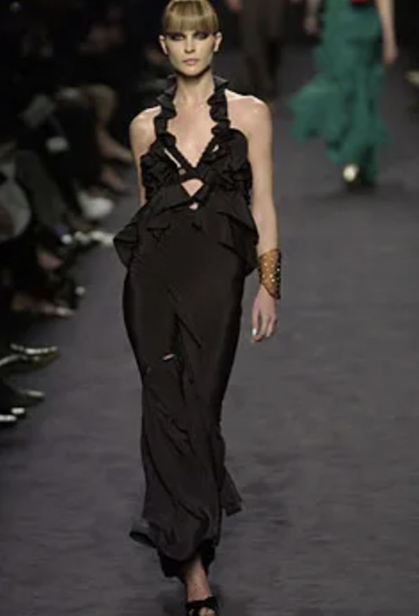 Saint Laurent STUNNING F/W 2003 Silk Rose Gown - 3
