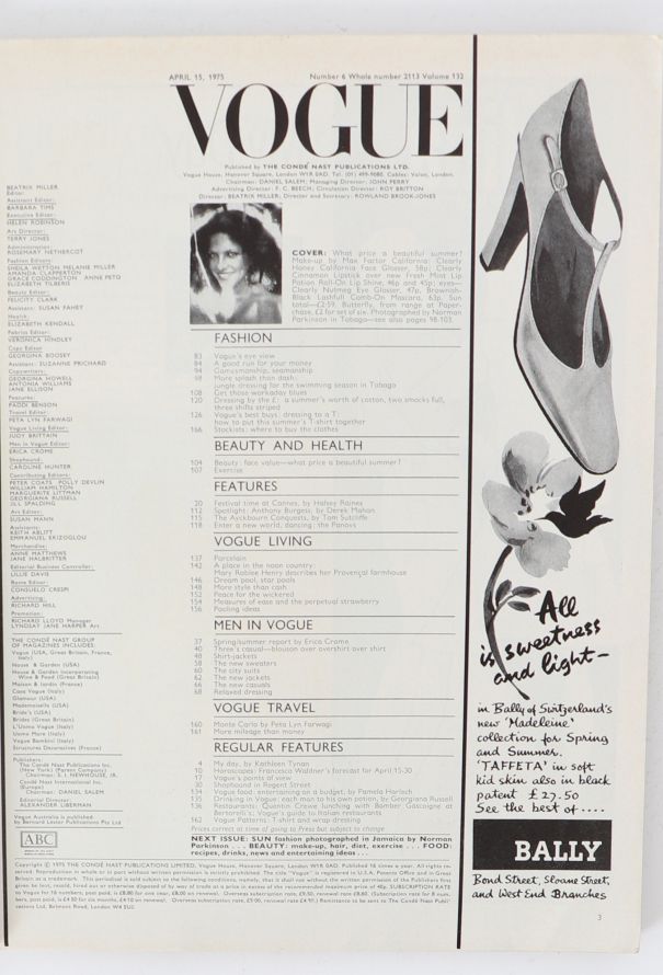 VOGUE UK 1975 Norman Parkinson Cover Issue - 4 VOGUE UK 1975 Norman Parkinson Cover Issue - 4