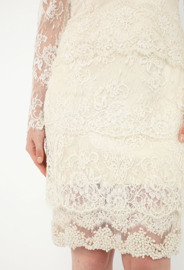 STUNNING Hand-Beaded Chantilly Bridal Dress - 5