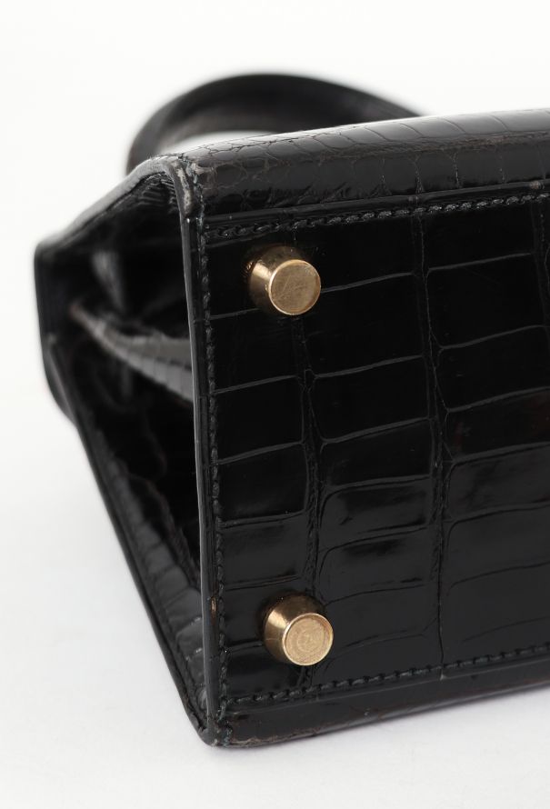 Hermès RARE '90s Mini  Kelly 20 Sellier Black Porosus - 9 Hermès RARE '90s Mini  Kelly 20 Sellier Black Porosus - 9