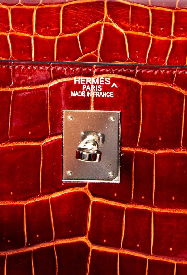40cm Rare Cognac (Orange-Brown) Crocodile Hermes Birkin Handbag