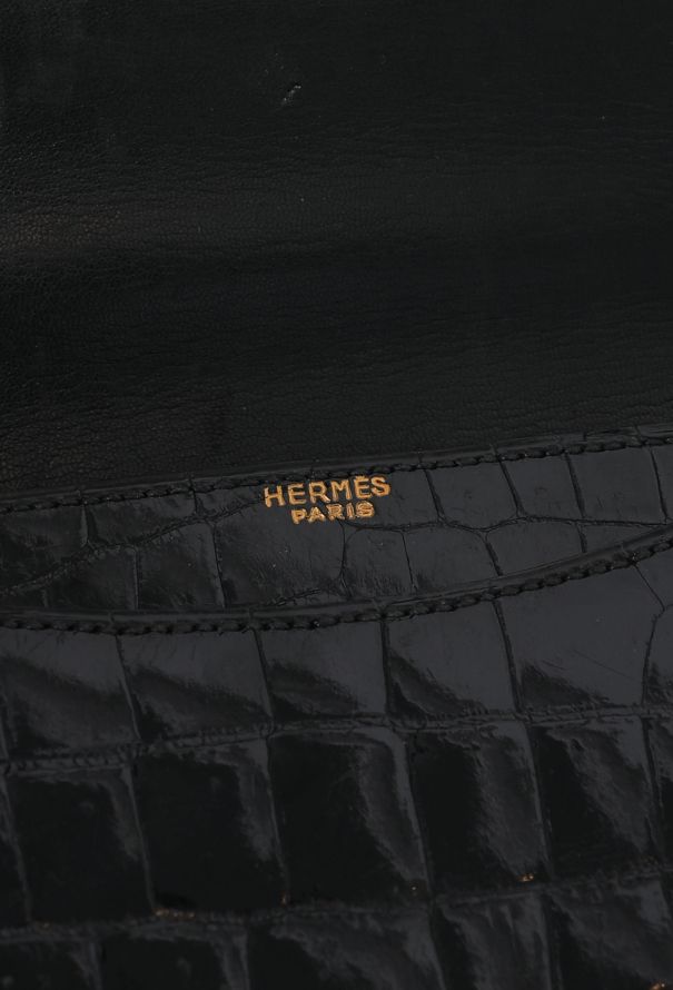 Hermès Vintage Black Porosus Ring Bag - 11