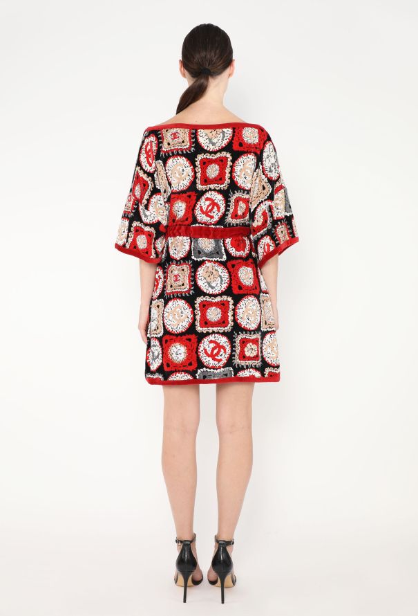 Chanel Printed Velvet Drawstring Tunic - 5 Chanel Printed Velvet Drawstring Tunic - 5