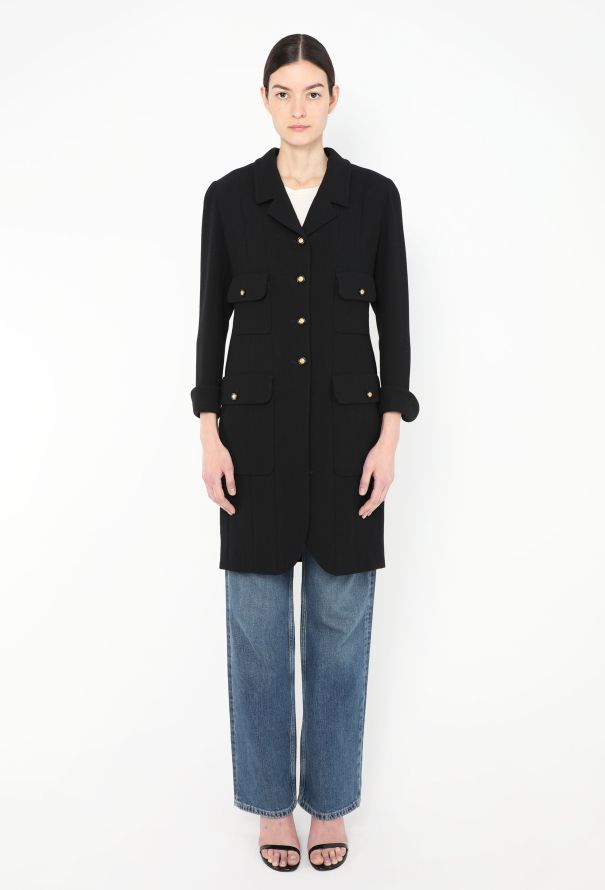 Chanel Rare 1993 Crêpe 'CC' Button Coat - 1