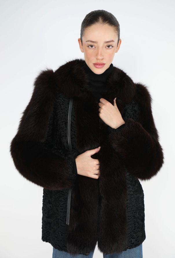 Astrakhan Fox Fur Trim Jacket - 3