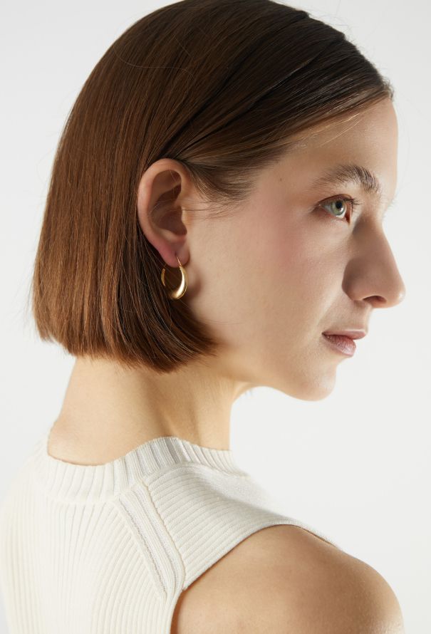 Vintage Fine Jewelry 18K Yellow Gold Demi-Lune Hoop Earrings - 6