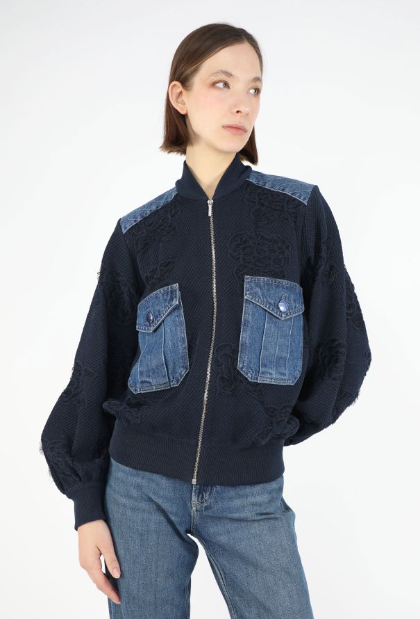 Chanel S/S 2018 Camélia Denim Bomber Jacket - 2