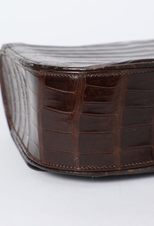 Hermès 1960s Brown Porosus Top-Handle Bag - 7