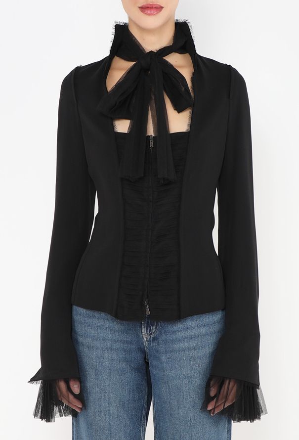 Saint Laurent Tom Ford 2002 Tulle Trim Top - 4