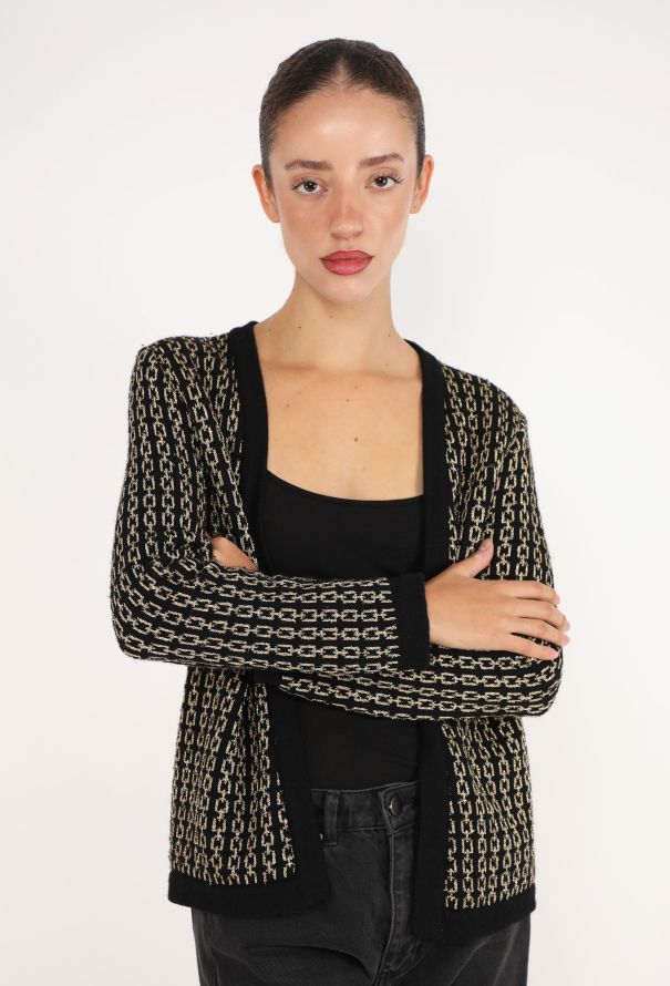 Céline Vintage Chainlink Lurex Knit Cardigan - 2