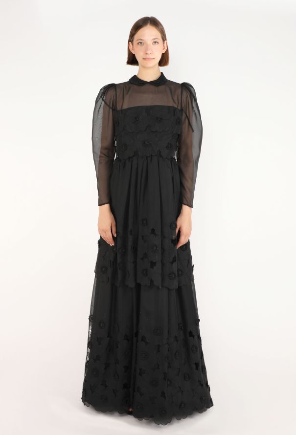 Les 5A Floral Appliqué Gown, 1990s - 1