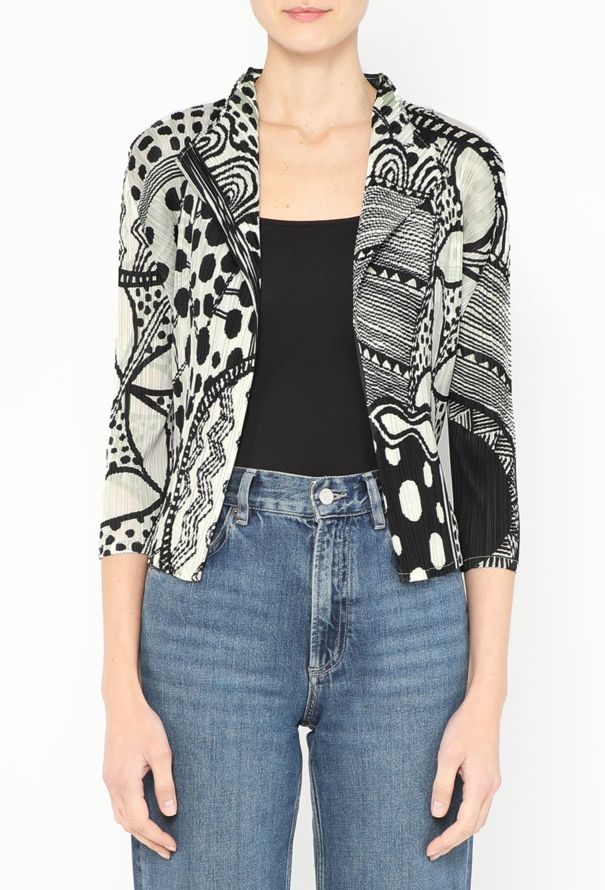 Issey Miyake Pleats Please Abstract Print Cardigan - 2