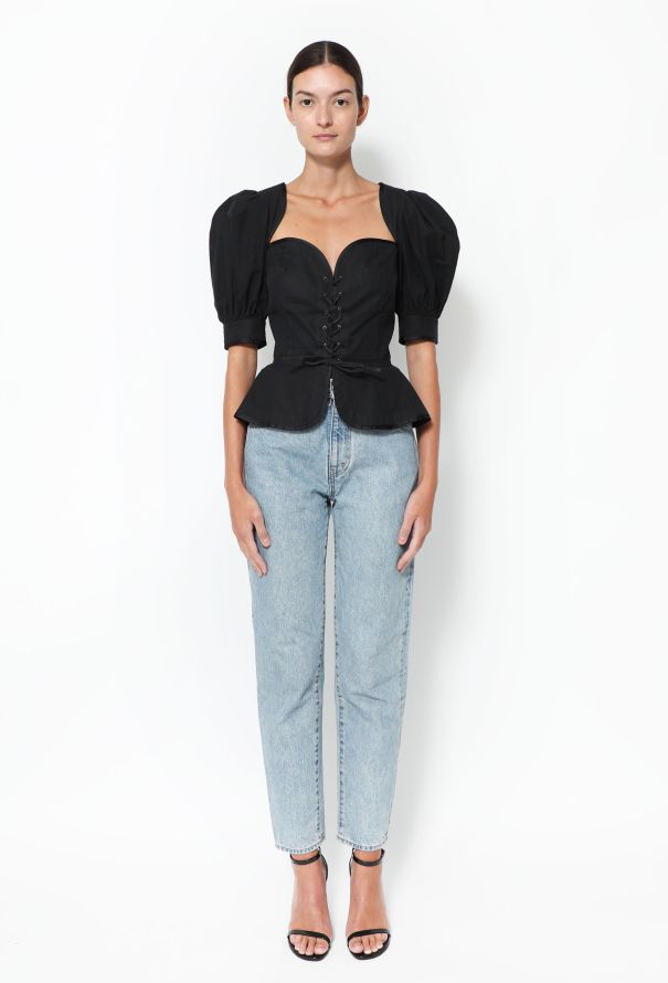 Saint Laurent Collector '70s Cotton Lace-up Top - 2 Saint Laurent Collector '70s Cotton Lace-up Top - 2