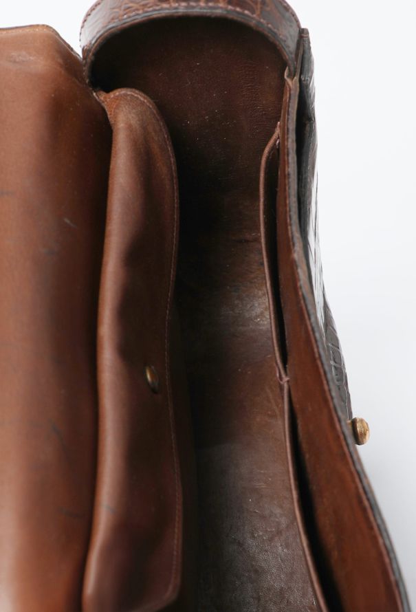 Hermès 1960s Brown Porosus Top-Handle Bag - 11