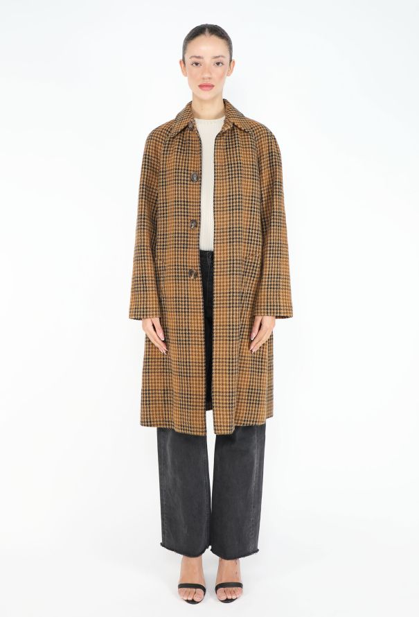 Saint Laurent 2014 Houndstooth Plaid Coat - 1