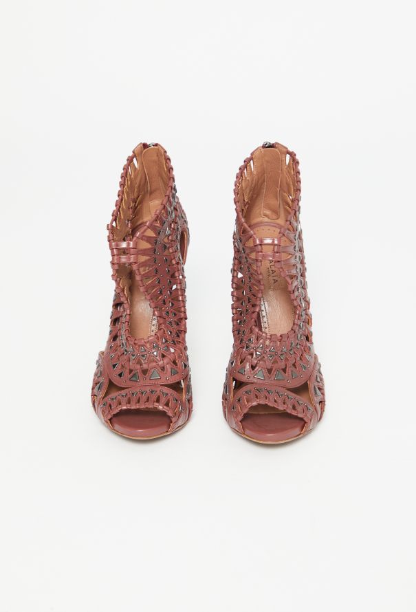 Alaïa Studded Laser-Cut Sandals - 3
