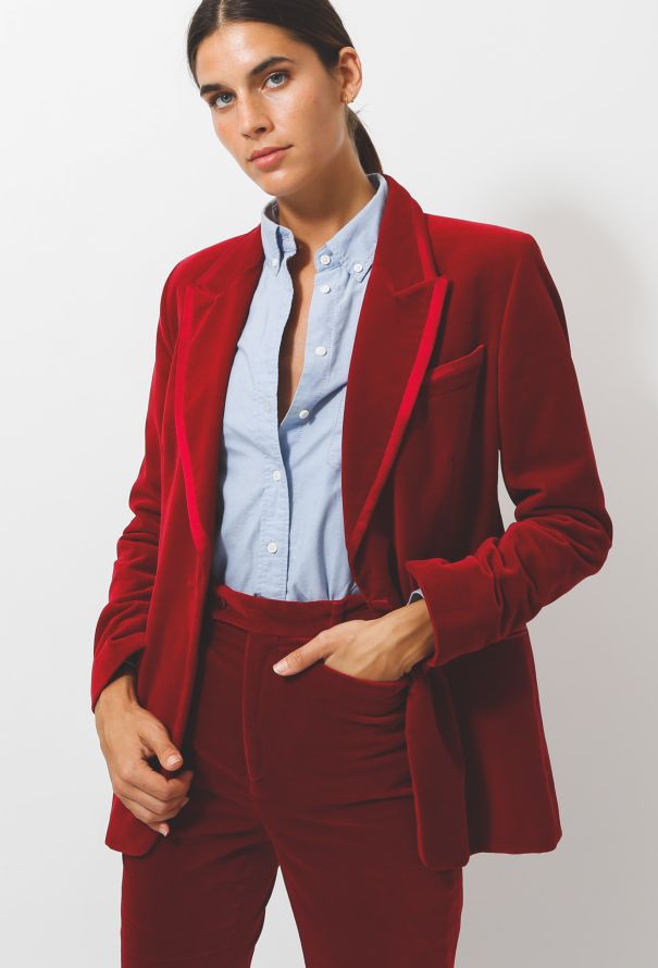 Iconic Gwyneth Paltrow F/W 1996 Red Velvet Suit, Authentic & Vintage