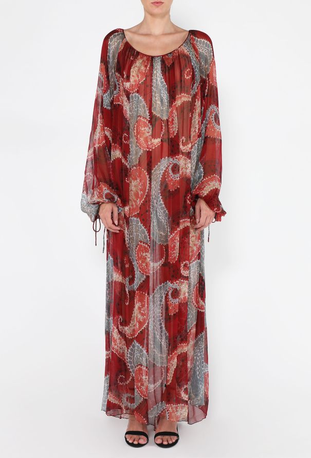 Paisley Printed Chiffon Kaftan - 3