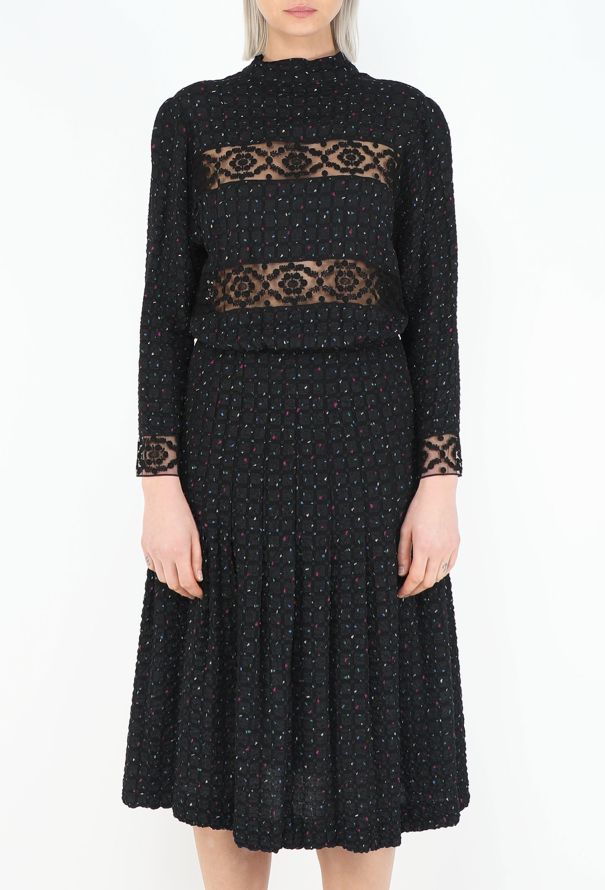 Chloé RARE Fall 1996 Printed Lace Dress Ensemble - 5