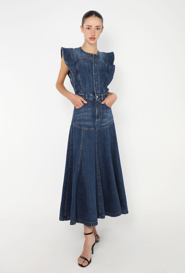 Chloé Resort 2022 Fluted Denim Maxi Dress - 1