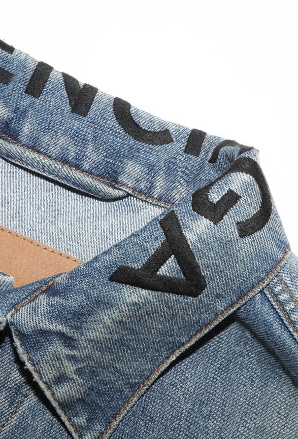 Balenciaga Distressed Logo Denim Jacket - 9 Balenciaga Distressed Logo Denim Jacket - 9