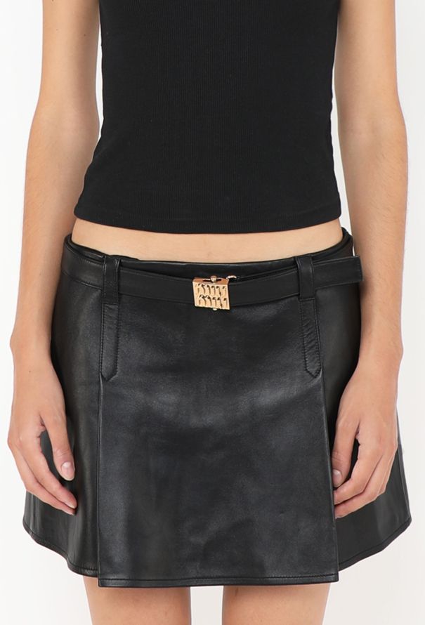 Miu Miu 2023 Belted Lambskin Skirt - 3