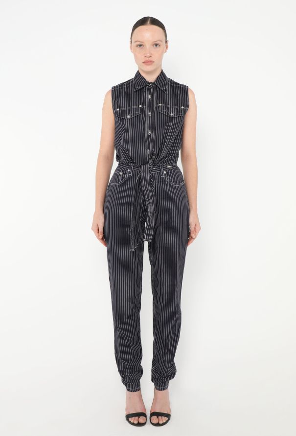 Gianni Versace Early '90s Pinstripe Denim Ensemble - 4