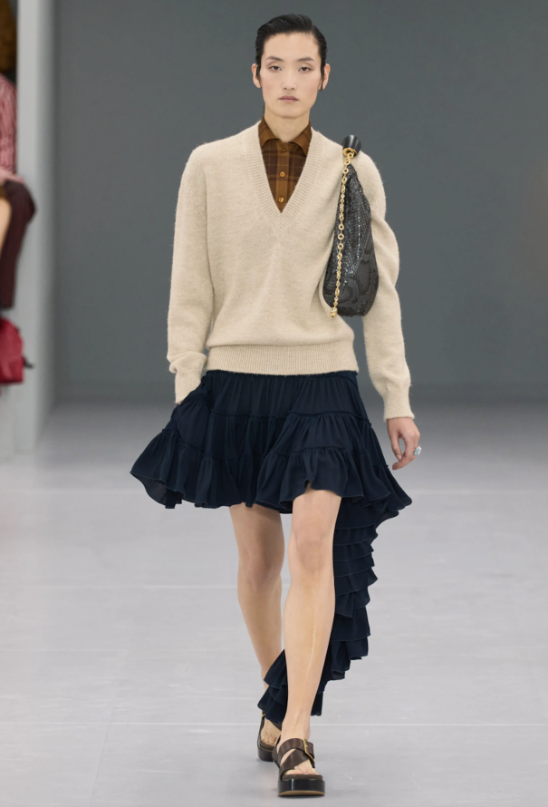 Loewe Silk Ribbed Ruffle Skirt, S/S 2024 - 2