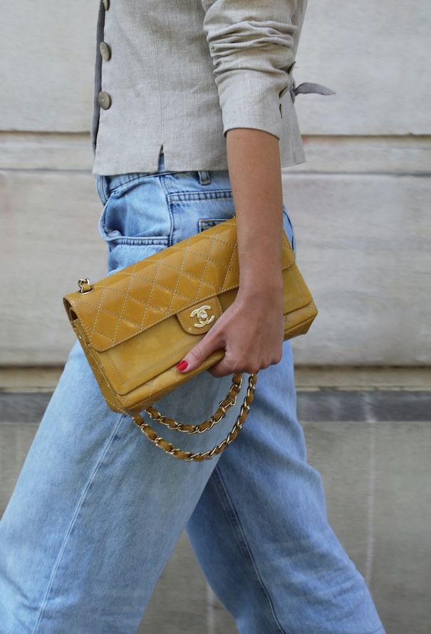 Chanel Yellow Patent Double Flap Bag - 2 Chanel Yellow Patent Double Flap Bag - 2