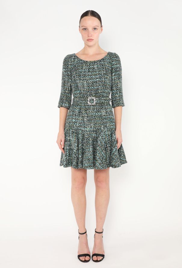Dolce & Gabbana Tweed Belted Babydoll Dress - 2 Dolce & Gabbana Tweed Belted Babydoll Dress - 2