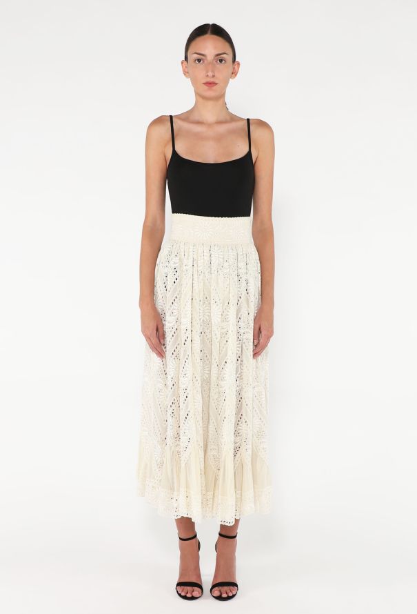 Valentino 2020 Embroidered Eyelet Skirt - 3