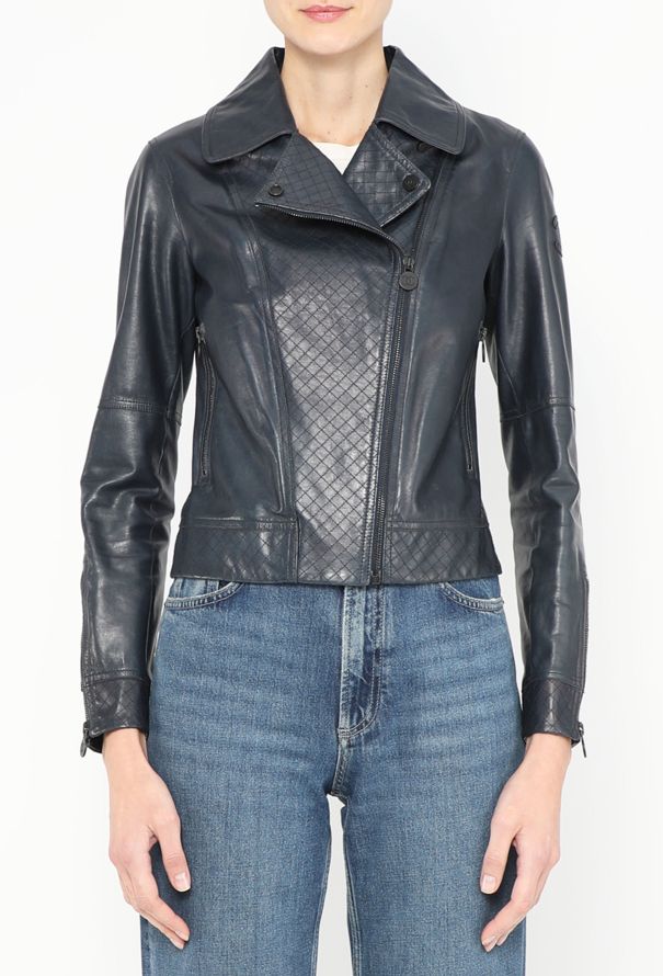 Chanel Navy Leather Biker Jacket - 1
