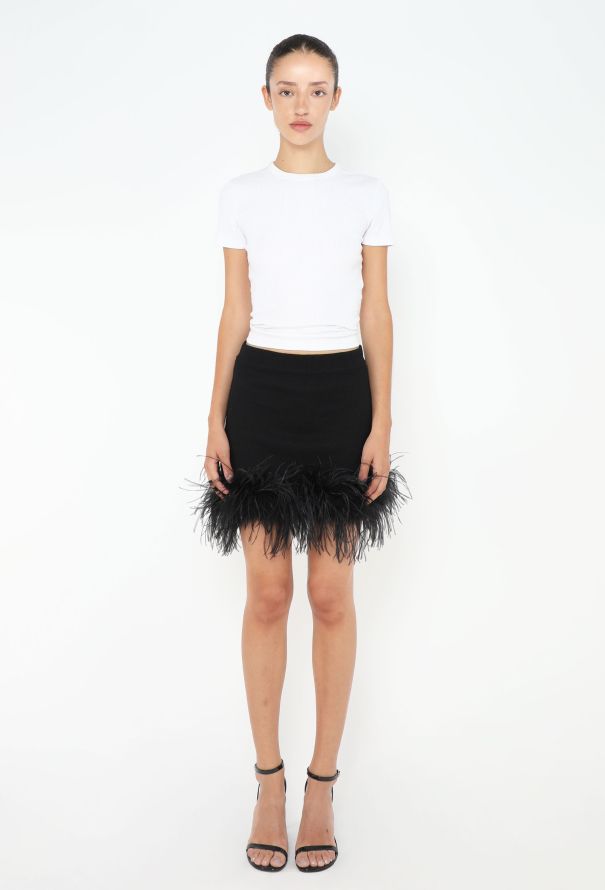 Miu Miu 2022 Cashmere Feather Trim Skirt - 2