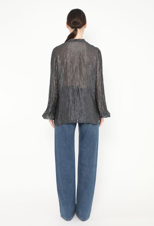 Saint Laurent Iridescent Lamé Lavallière Blouse - 4 Saint Laurent Iridescent Lamé Lavallière Blouse - 4