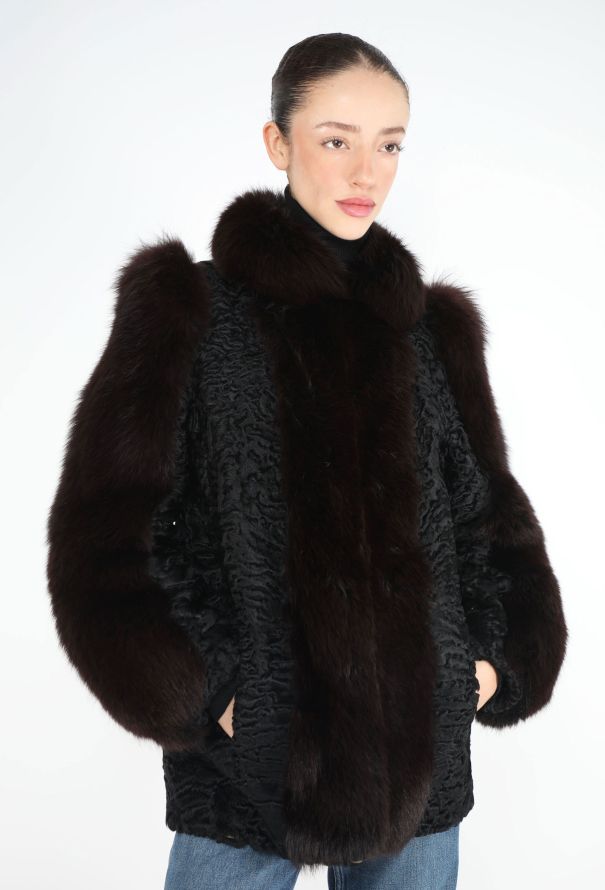 Astrakhan Fox Fur Trim Jacket - 1