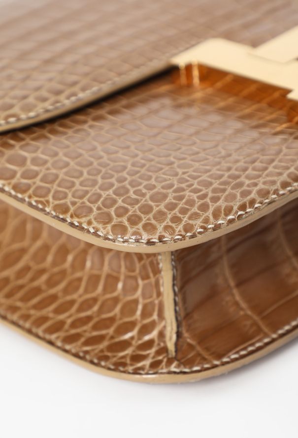 Hermès EXCEPTIONAL 90s 'Ficelle' Porosus Constance 24 - 12