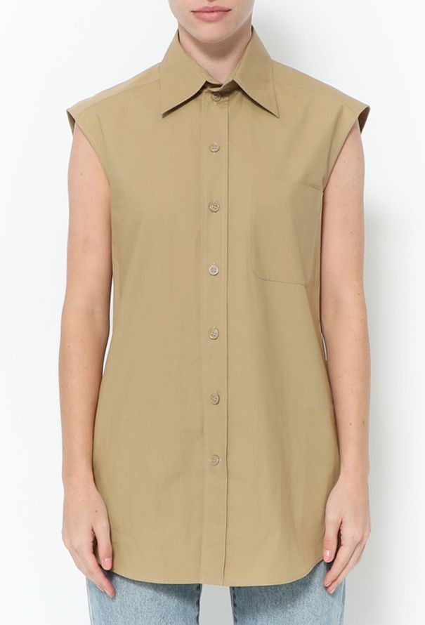 Khaki Sleeveless Blouse