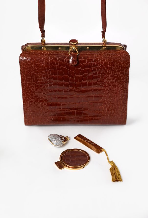 Judith Leiber Vintage Cognac Alligator Doctor Bag - 13