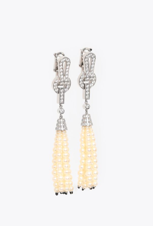 Cartier Agrafe Diamond and Pearl Earrings - 3