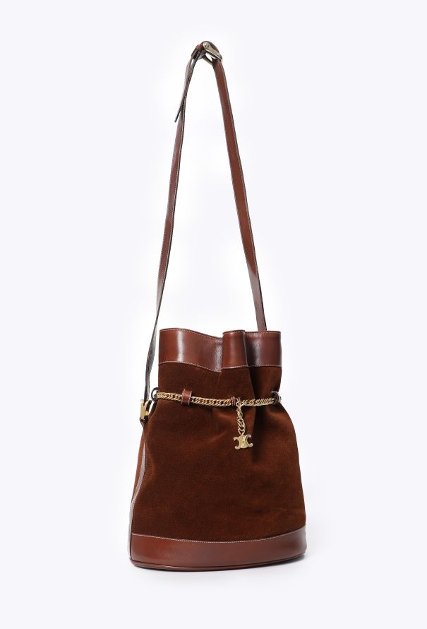Céline Vintage Suede Triomphe Bucket Bag - 2