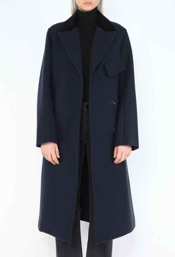 Céline 2015 Notched Velvet Trim Coat - 3